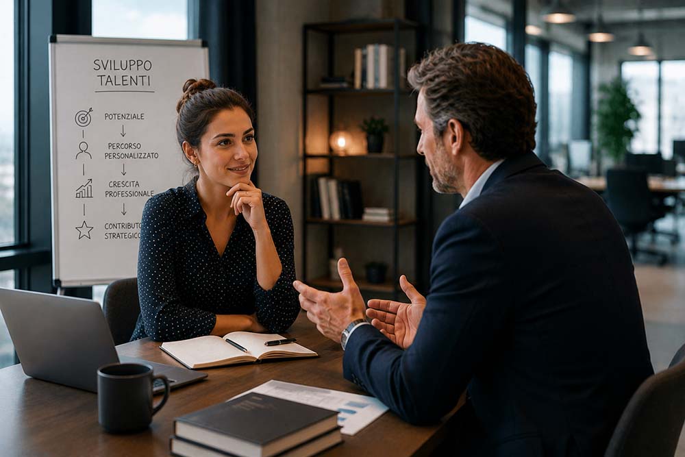 Colloquio a due durante un incontro di carrer coaching