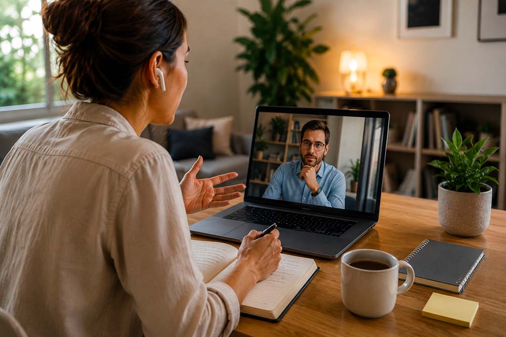 Utente coaching lab fa pratica in prima persona in video call su casi reali